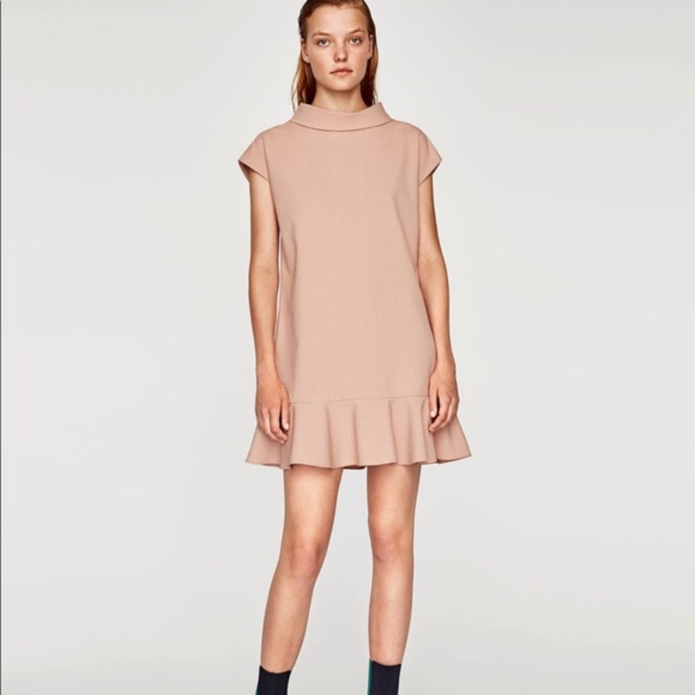 ZARA STRAIGHT-CUT DRESS WITH FRILL
